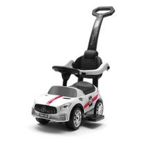 Vaikiškas važiuoklis su garsu ir rankena Racer white - Baby Mix