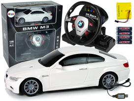 Automobilis BMW M3 su nuotolinio valdymo pultu 1:18, baltas