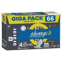 Always Ultra Secure Night Size 4 Higieniniai Paketai su Sparneliais, 66 vnt.