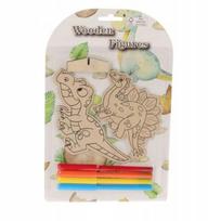 Mediniai dinozaurai tapybai, 2 vnt. rinkinys su markeriais