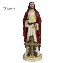 Soft Ambient Light Statue Jesus with LED Lighted Flowers, USB Powered Figurine, Long-term Lighting Blessed Religious Sculpture for Catholic