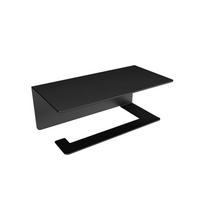 Sieninis vonios servetėlių laikiklis su aromaterapiniu stalu: Valymo reikmenų, mobiliųjų telefonų ir popieriaus ritinių laikymo lentyna. Integrated Tissue Rack (Black)
