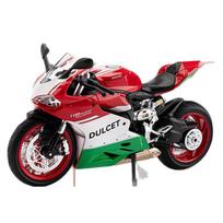 1/9 Ducati 1199 Panigale Alloy Sports Motorcycle Model Diecasts Metal Street Racing Motorcycle Model Sound and Light Childrens Toy Gift raudona/balta