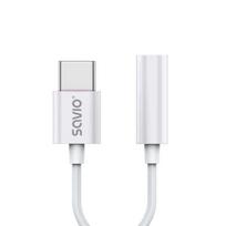 Savio USB-C Male to 3.5 mm Female Adapter, 0.11m, White, AK-51