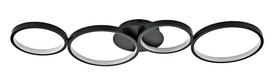 Lubinis LED šviestuvas G.LUX GH-4-RINGS BLACK, 30W, 3000K, 1900lm, DIM juodos sp 92x30x5cm