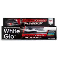 Ypač stipraus poveikio balinamoji dantų pasta su aktyvuota anglimi ir soda white glo charcoal + baking soda maximum white extra strength whitening toothpaste, 150 g + dantų šepetėlis