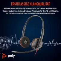 HP Poly Blackwire 3220 Stereo USB-C Headset +USB-C/A Adapteris (Bulk) (209749-201/209745-201)