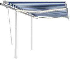 Rankiniu būdu ištraukiama markizė, mėlyna ir balta, 3x2,5m