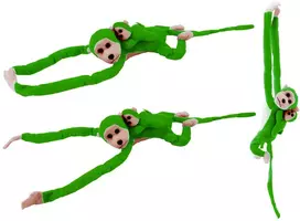 Lean Toys Pliušinis žaislas -  žalia beždžionė su mažyliu, 70 cm
