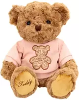Lean Toys Pliušinis žaislas - meškiukas su rožiniais marškinėliais, 30 cm