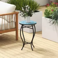 Costway 35cm Apvalus Terasos Staliukas su Keram. Viršumi