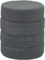 Koduva Apvalus pufas, teddy fleece, tamsiai pilkas, Ø40 x 45 cm, iki 120 kg