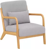 Fotelis Koduva Pilkas lounge krėslas su mediniu rėmu, aksomo išvaizda, 61 x 78 x 76 cm