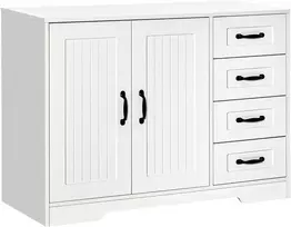 Koduva Komoda–sideboard spintelė, modernus stilius, 4 stalčiai, 1 spintelė, balta, 105 x 40 x 76 cm