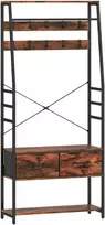 Koduva Garderoba su batų lentyna ir suoliuku, 10 kabliukų, 2 medžiaginiai stalčiai, 80 x 30 x 180 cm, ruda