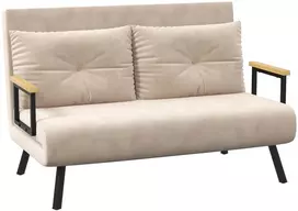 Fotelis Koduva Miegamasis sofa, 2 vietų sofa, aksomo išvaizda, smėlinė, 120 kg