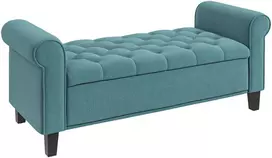 Koduva Vintage stiliaus daiktadėžė su sėdima vieta, žalia, aksomo imitacija, 126 x 48,5 x 57 cm