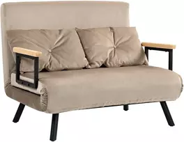 Fotelis Koduva Miego kėdė, svečių lova, medinės porankiai, plieno rėmas, iki 120 kg, 102 x 73 x 81 cm, šviesiai ruda