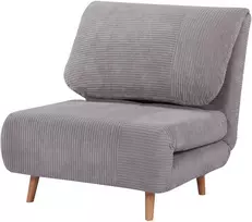 Aosom Miegamas krėslas 2-in-1, iki 200 kg, reguliuojamas atlošas, kordurovo išvaizda, šviesiai pilkas, 82 x 89 x 83 cm