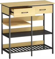 Koduva Sideboard spintelė, komoda su 2 stalčiais, 3 atviromis lentynomis, natūralaus medžio spalva, 90 x 40 x 91 cm