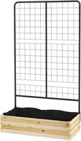 Aosom Pakelta lysvė su grotelių atrama, natūrali mediena, juoda, 80 x 38 x 145 cm