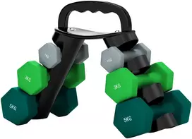 Virdulys Koduva Hantelių rinkinys su laikymo stovu, 6 hanteliai fitneso treniruotėms, 2 x 1kg, 2 x 3kg, 2 x 5kg