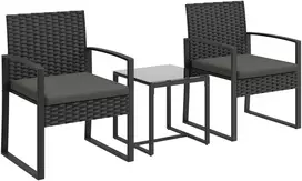 Fotelis Koduva 3 dalių bistro komplektas, 2 kėdės ir staliukas, tamsiai pilkas