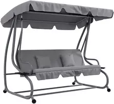 Koduva 2-in-1 sodo supynės su gulto funkcija, reguliuojamas stogas, iki 340 kg, plienas, 200 x 120 x 164 cm, pilka