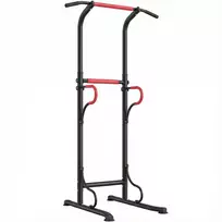 Sofa Koduva Reguliuojamas power tower, dip stotis su prisitraukimų skersiniu, juoda / raudona, 98 x 84 x 171-219 cm
