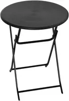 Koduva Apvalus sulankstomas sodo stalas 2 asmenims, medžio išvaizda, plienas ir HDPE, tamsiai pilkas, Ø60 x 73 cm