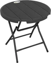 Koduva Apvalus sulankstomas sodo stalas 4 asmenims, medienos imitacija, plienas ir HDPE, tamsiai pilkas, 80 x 80 x 73 cm