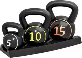Virdulys Aosom Kettlebell rinkinys, 3 vnt., 2,2kg / 4,5kg / 6,8kg, juodas