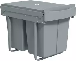 Koduva Ištraukiamas šiukšliadėžės įdėklas, 2 x 20 l, pilkas, plastikas ir metalas