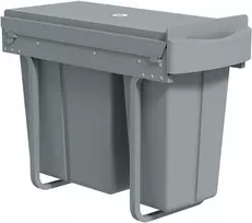Koduva Ištraukiamas šiukšliadėžės įdėklas, virtuvės atliekų konteineris su 2 išimamais kibirėliais, rankena, 30 l (20 l + 10 l), metalas, pilkas