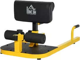 Aosom Sissy squat treniruoklis 3 in 1, geltonas ir juodas, plienas, 50 x 97 x 44,5-56,5 cm, iki 120 kg
