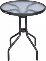 Koduva Sodo stalas balkono stalas, juodas, Ø60 x H70 cm, metalas ir saugus stiklas