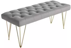 Koduva Minkšta suoliukas su veliūro apdaila, pilka, 116 x 44,5 x 49 cm