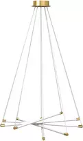Aosom LED lubinis šviestuvas, 50 W, reguliuojamas, 5 reguliuojami šviesos vamzdeliai, auksinė+balta, Ø82 x 124 cm