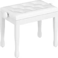 Aosom Reguliuojamas pianino suolas su dirbtinės odos pagalvėle, baltas, 64 x 35 x 45-55 cm