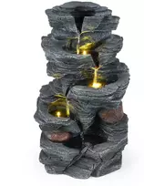 Koduva Lauko fontanas su LED apšvietimu, 5 pakopų, 27 x 20,5 x 45,5 cm, juodas