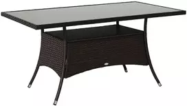 Koduva Sodo valgomojo stalas, poliratano, saugumo stiklas, rudas / juodas, 150 x 85 x 74 cm