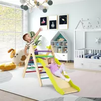 Sofa Koduva 2 in 1 medinis vaikiškas laipiojimo trikampis su čiuožykla, multicolor