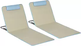 Koduva 2 dalių paplūdimio gulto komplektas, sulankstomas, reguliuojamas, smėlio spalvos, 124 x 53 x 35-45 cm