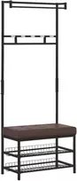 Koduva Prieškambario kabykla su batų suoliuku, metalas, juoda ir ruda, 72,5 x 35 x 180 cm