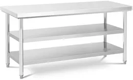 Centrinis plieno darbo stalas su 2 lentynomis 180 x 70 cm iki 600 kg