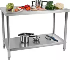 Nerūdijančio plieno gastronominis darbo stalas su lentyna 100x70 cm
