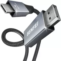 Baseus BENFEI USB-C į DisplayPort jungtį jungiantis kabelis 0,9 m, 8K 60Hz 4K 144Hz, pilkas