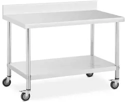Metalinis gastronominis stalas su lentyna ir kraštu 70 x 120 cm
