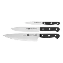 Peilių rinkinys ZWILLING Gourmet 3 vnt. – grūdinti plieno ašmenys 10/16/20 cm, juodos plastikinės rankenos, tinka plauti indaplovėje