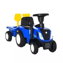Vaikiškas paspiriamas automobilis traktoriukas NEW HOLLAND su priekaba - Mėlyna